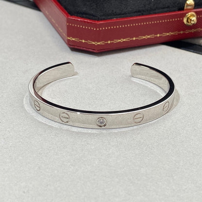 [Gaonasi Jewelry]LOVE BRACELET 6.1MM 1 DIAMOND OPEN CUFF