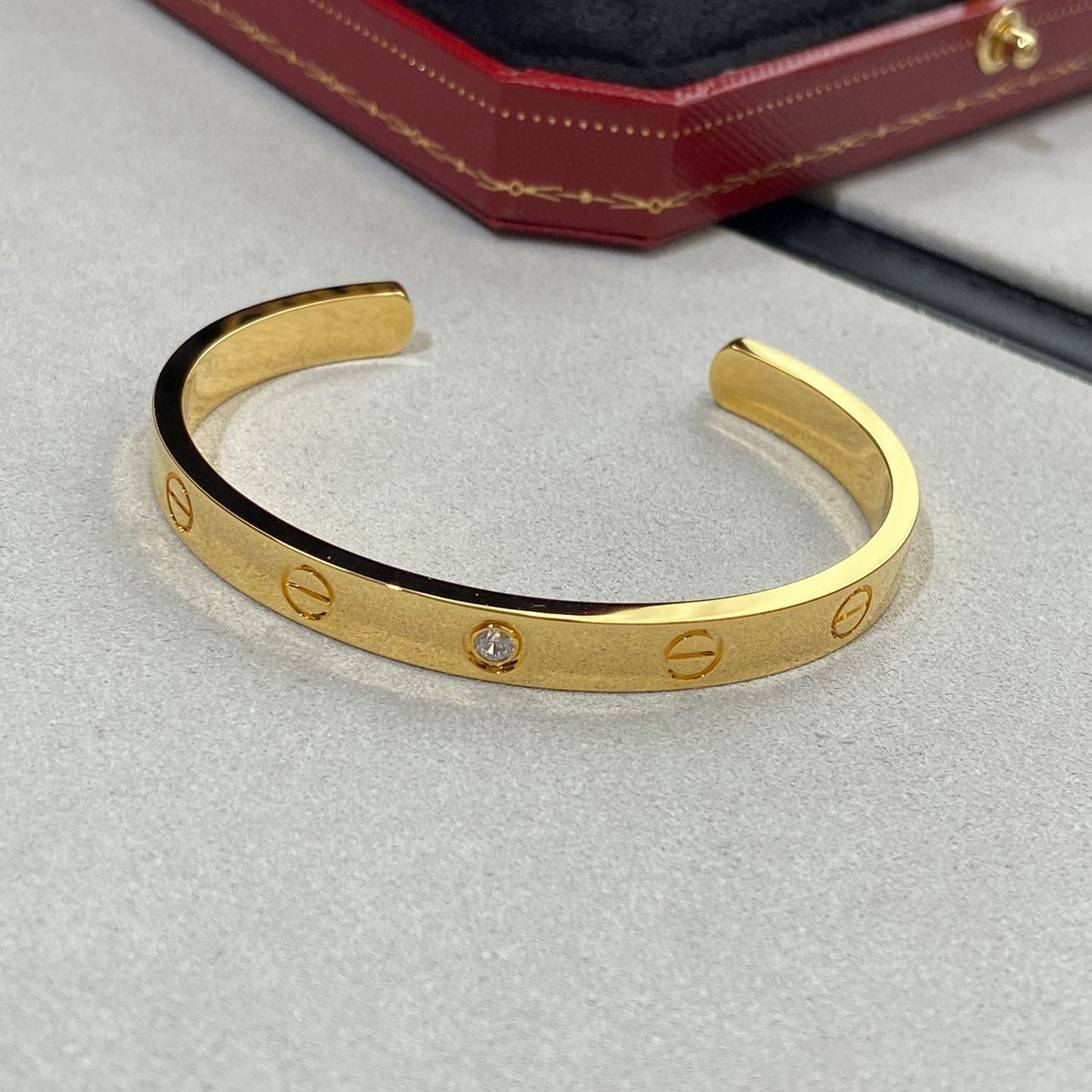 [Gaonasi Jewelry]LOVE BRACELET 6.1MM 1 DIAMOND OPEN CUFF