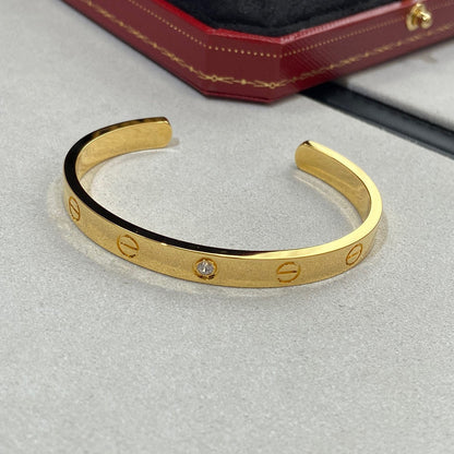 [Gaonasi Jewelry]LOVE BRACELET 6.1MM 1 DIAMOND OPEN CUFF