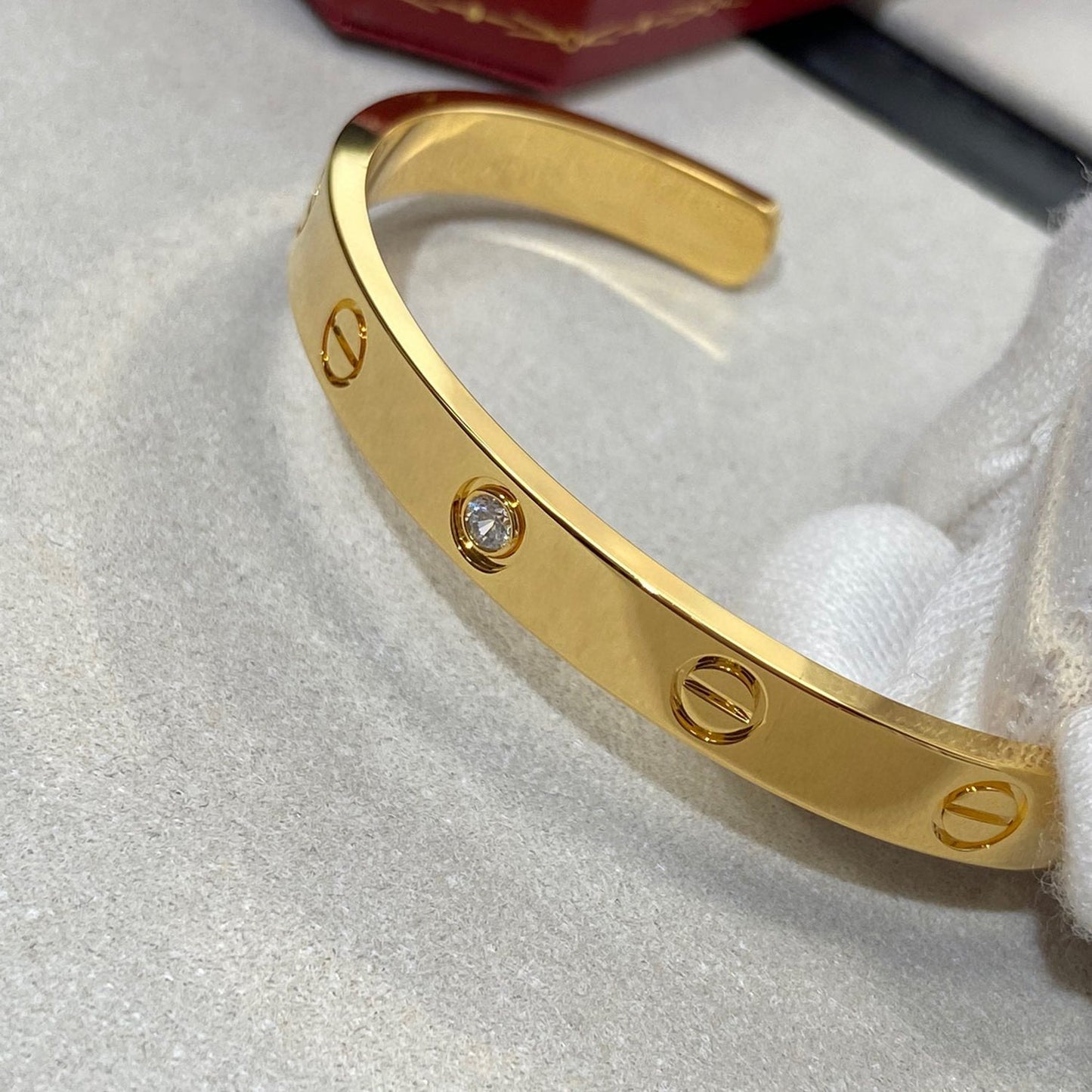 [Gaonasi Jewelry]LOVE BRACELET 6.1MM 1 DIAMOND OPEN CUFF
