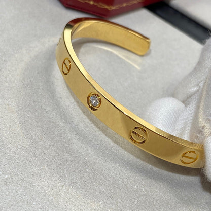 [Gaonasi Jewelry]LOVE BRACELET 6.1MM 1 DIAMOND OPEN CUFF