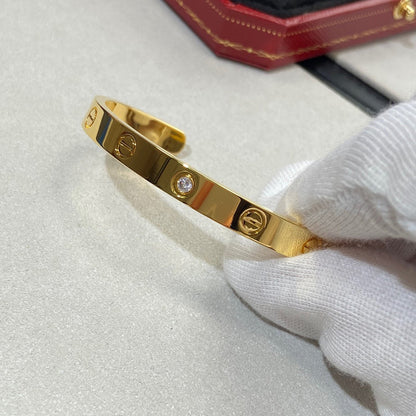 [Gaonasi Jewelry]LOVE BRACELET 6.1MM 1 DIAMOND OPEN CUFF