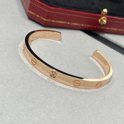 [Gaonasi Jewelry]LOVE BRACELET 6.1MM 1 DIAMOND OPEN CUFF