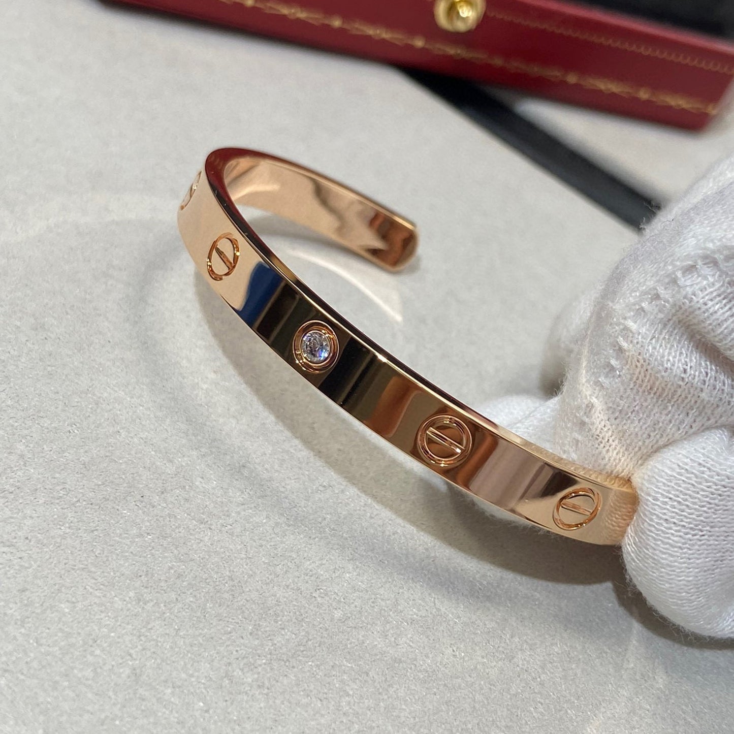 [Gaonasi Jewelry]LOVE BRACELET 6.1MM 1 DIAMOND OPEN CUFF