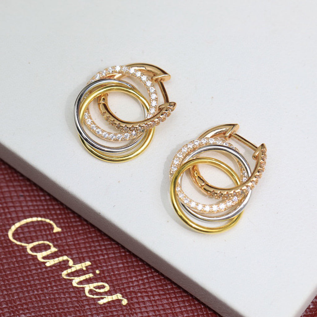 [Gaonasi Jewelry]TRINITY HALF DIAMOND  EARRINGS