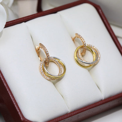 [Gaonasi Jewelry]TRINITY HALF DIAMOND  EARRINGS