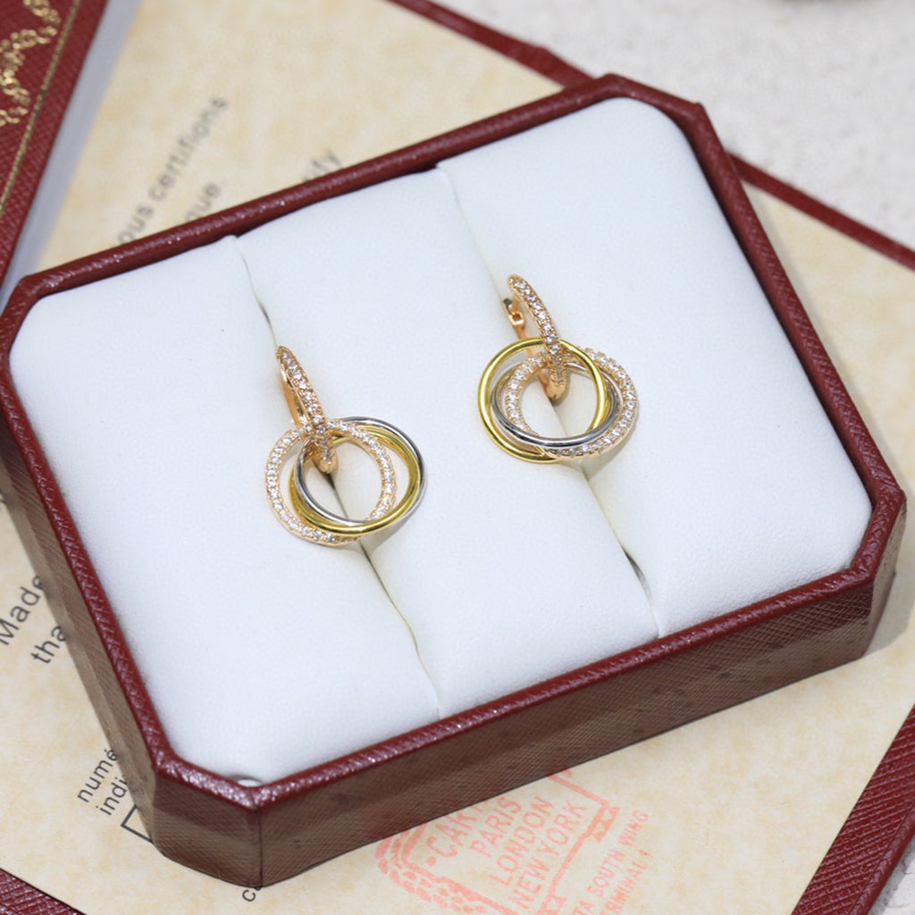 [Gaonasi Jewelry]TRINITY HALF DIAMOND  EARRINGS