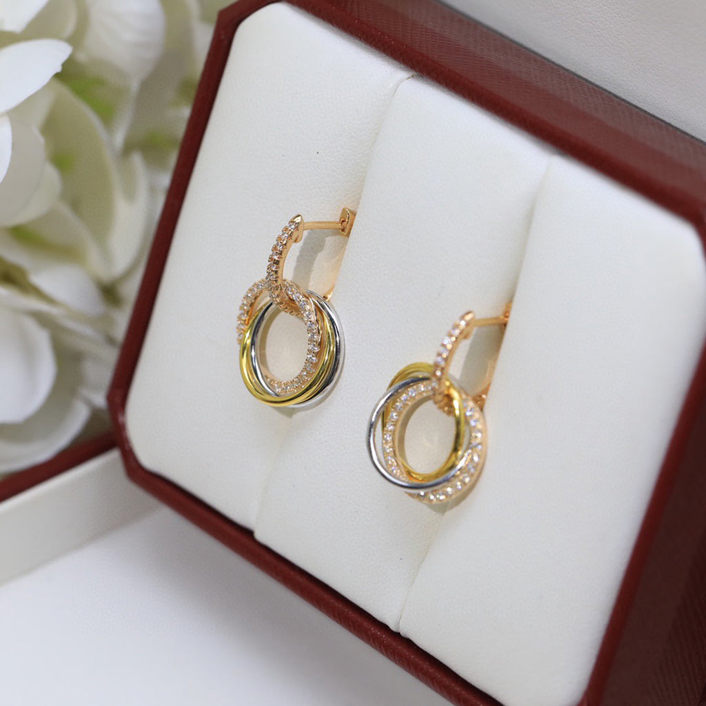 [Gaonasi Jewelry]TRINITY HALF DIAMOND  EARRINGS