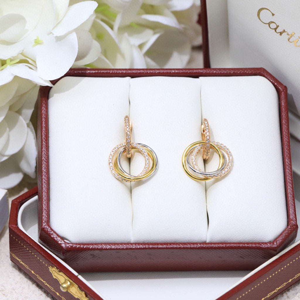 [Gaonasi Jewelry]TRINITY HALF DIAMOND  EARRINGS