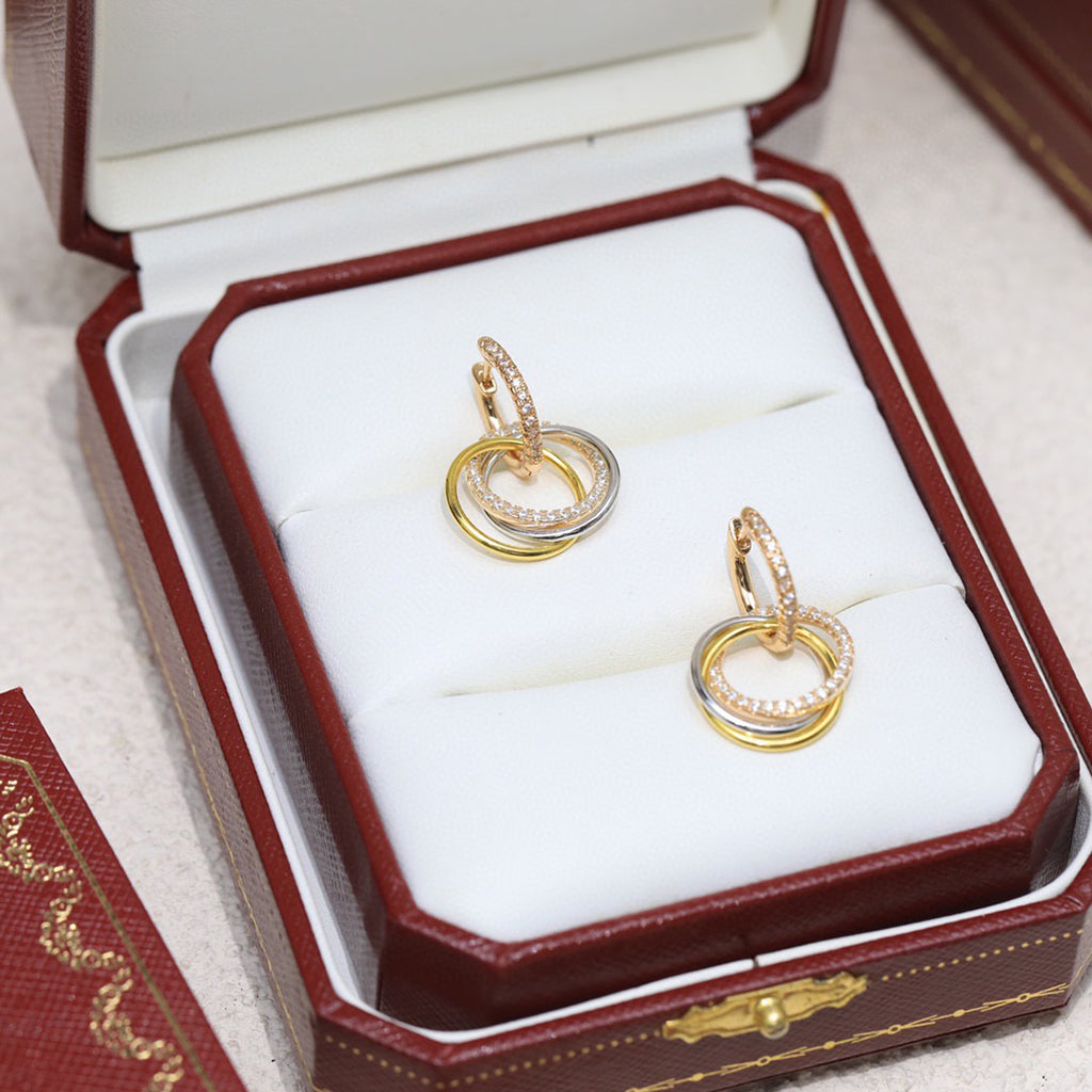 [Gaonasi Jewelry]TRINITY HALF DIAMOND  EARRINGS