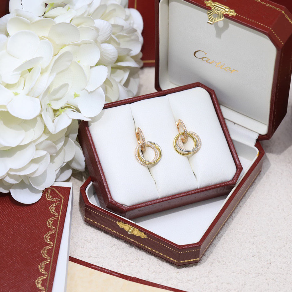 [Gaonasi Jewelry]TRINITY HALF DIAMOND  EARRINGS