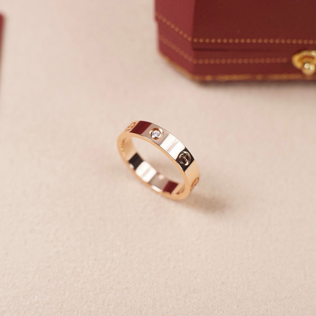 [Gaonasi Jewelry]LOVE 4MM 1 DIAMOND RING
