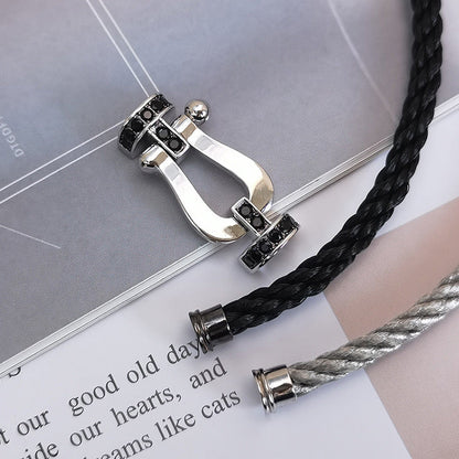 [Gaonasi]FORCE LARGE HORSESHOE BLACK DIAMOND BRACELET SILVER