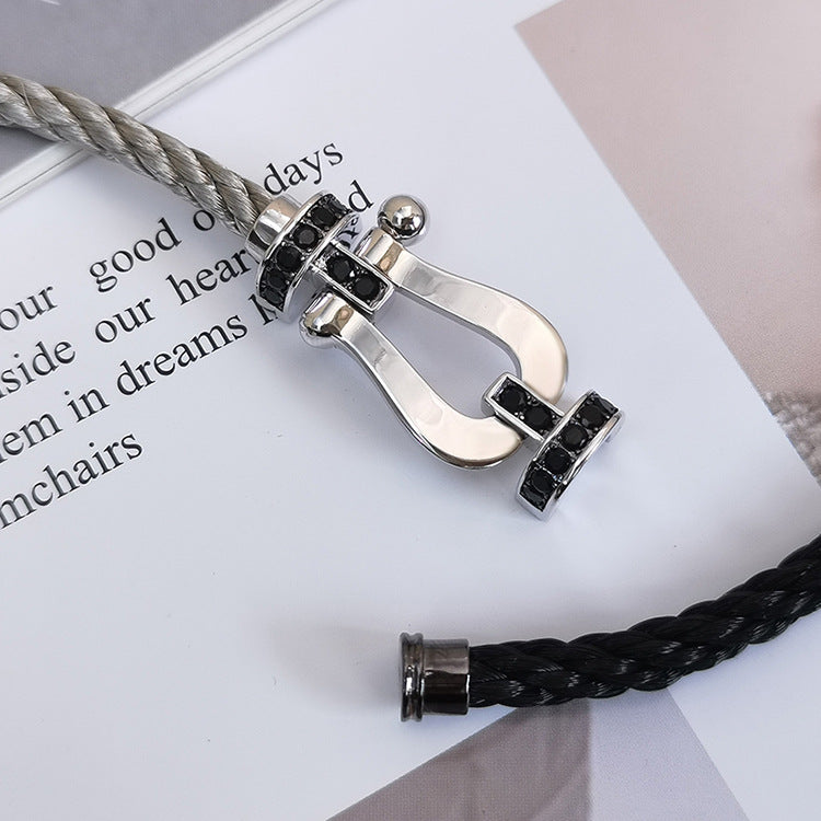 [Gaonasi]FORCE LARGE HORSESHOE BLACK DIAMOND BRACELET SILVER