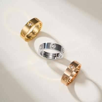 [Gaonasi Jewelry]LOVE 4MM 1 DIAMOND RING