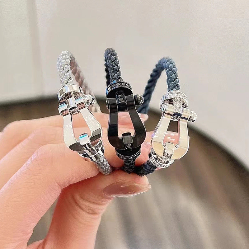 [Gaonasi]FORCE LARGE HORSESHOE HALF DIAMOND BRACELET ROSE GOLD