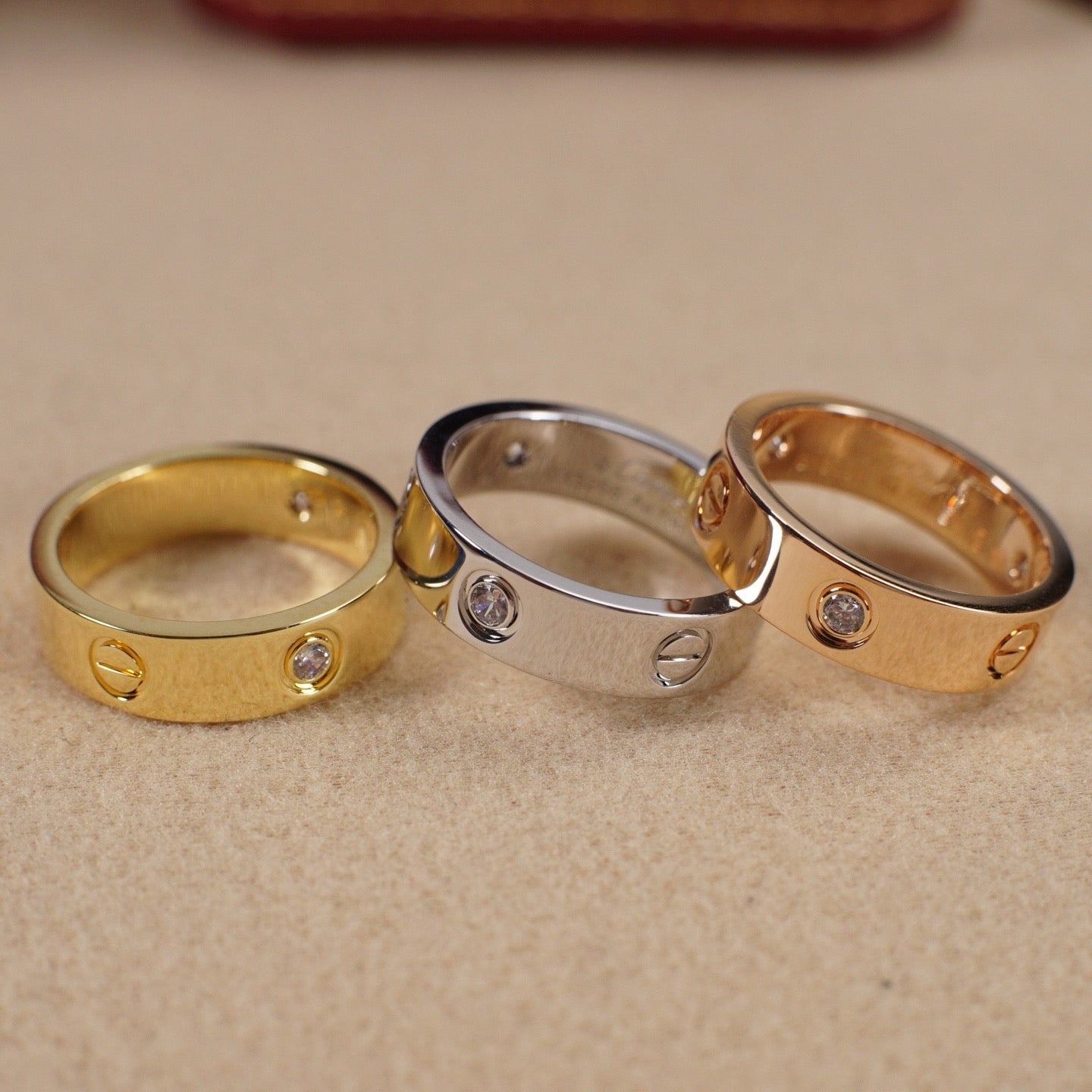 [Gaonasi Jewelry]LOVE 5.5MM 3 DIAMOND RING