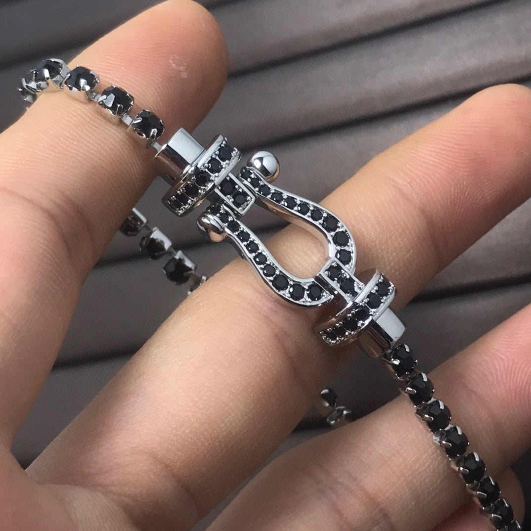 [Gaonasi]FORCE  LARGE HORSESHOE FULL DIAMOND TENNIS BRACELET