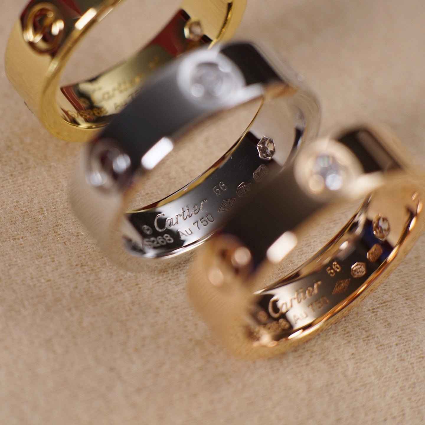 [Gaonasi Jewelry]LOVE 5.5MM 3 DIAMOND RING
