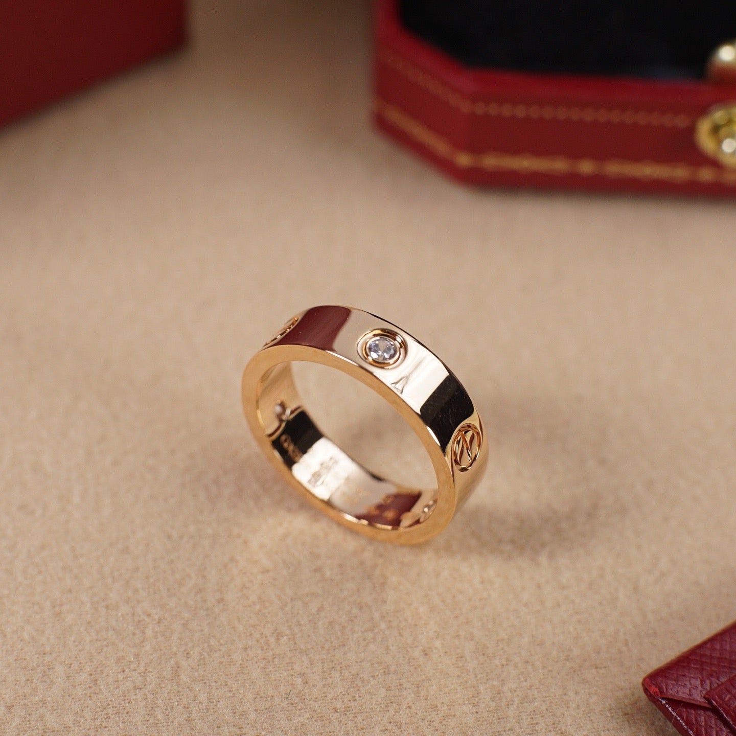 [Gaonasi Jewelry]LOVE 5.5MM 3 DIAMOND RING