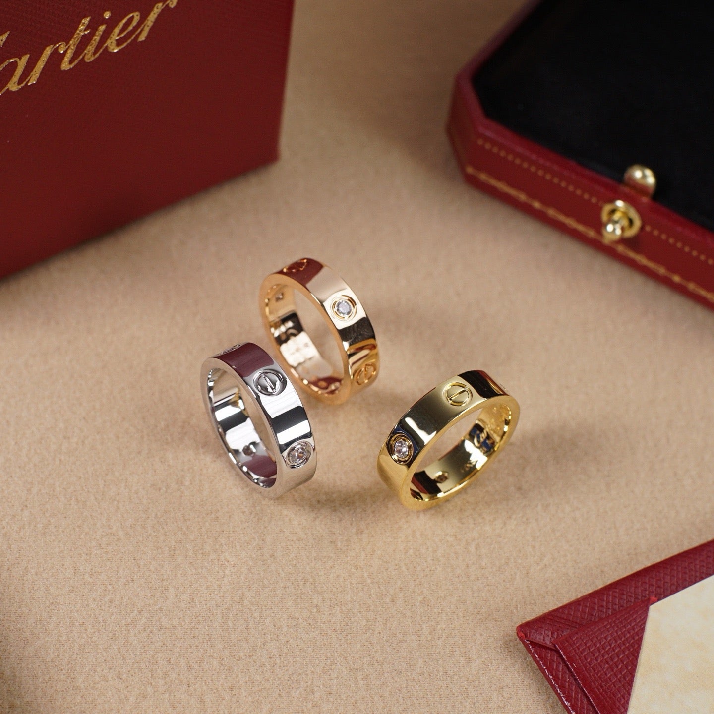 [Gaonasi Jewelry]LOVE 5.5MM 3 DIAMOND RING
