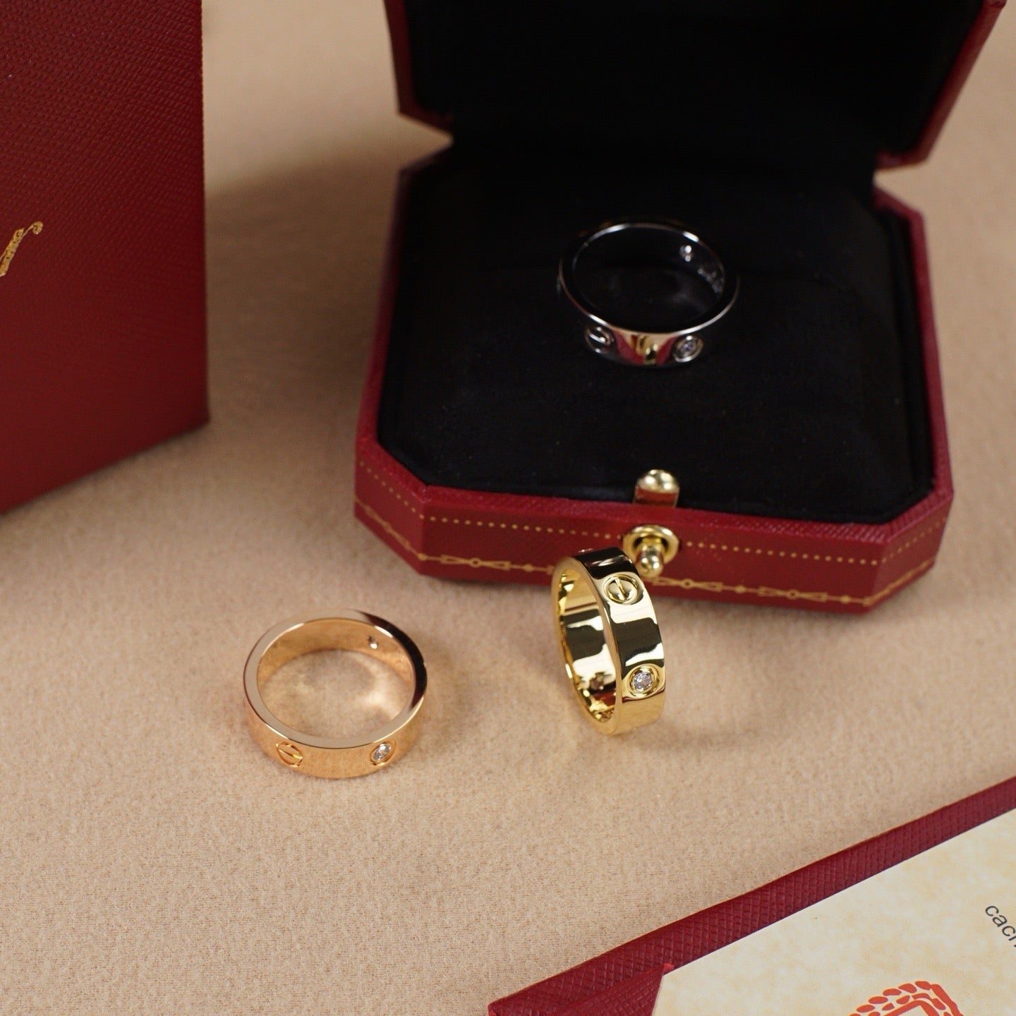 [Gaonasi Jewelry]LOVE 5.5MM 3 DIAMOND RING