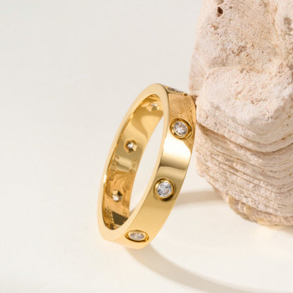 [Gaonasi Jewelry]LOVE 4MM 8 DIAMOND RING