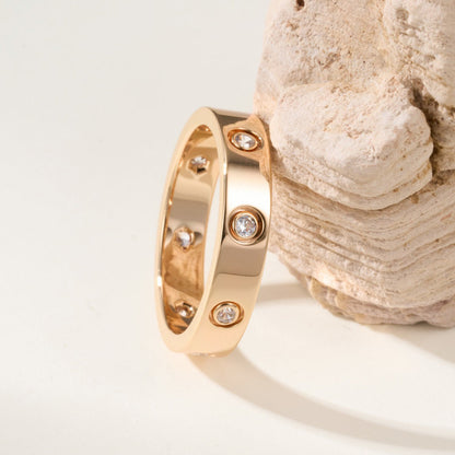 [Gaonasi Jewelry]LOVE 4MM 8 DIAMOND RING
