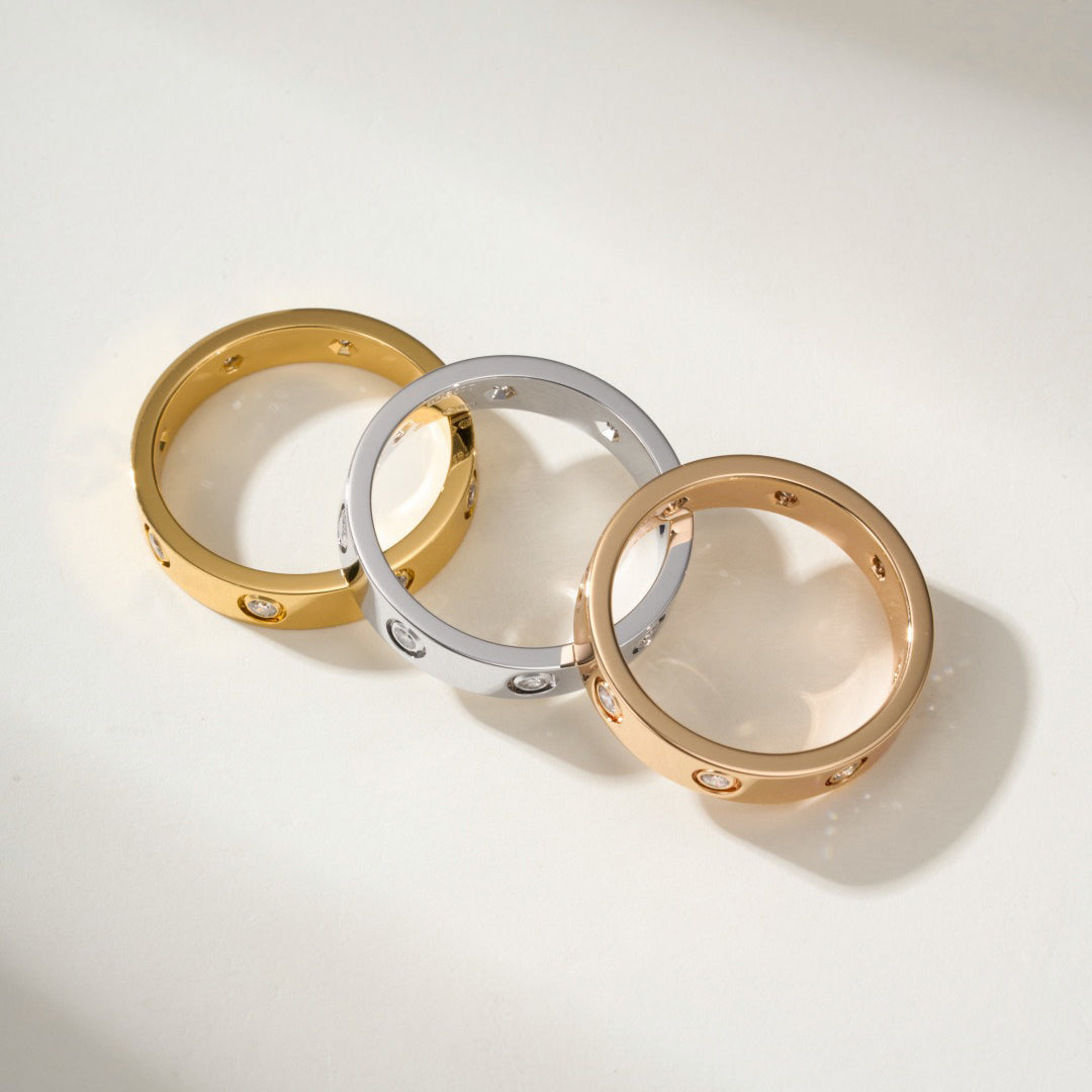 [Gaonasi Jewelry]LOVE 4MM 8 DIAMOND RING