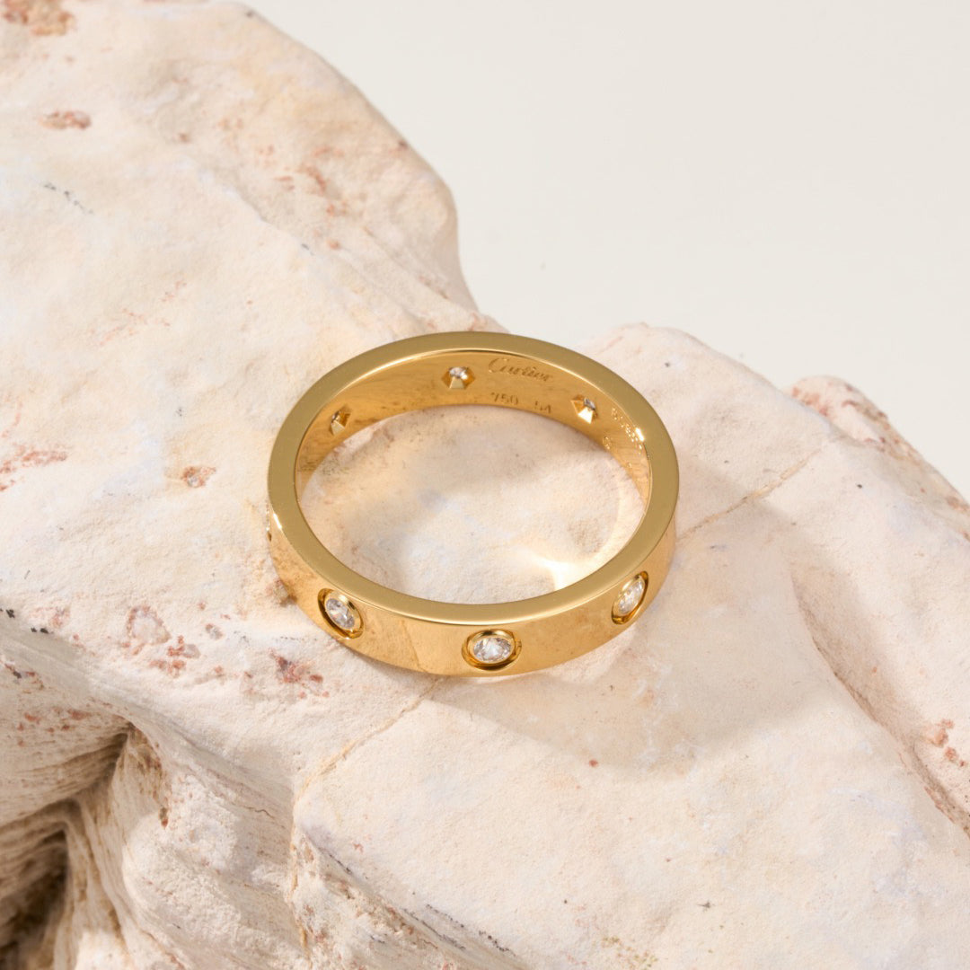 [Gaonasi Jewelry]LOVE 4MM 8 DIAMOND RING