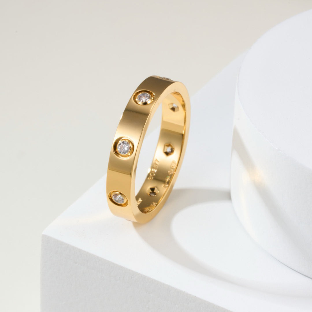 [Gaonasi Jewelry]LOVE 4MM 8 DIAMOND RING