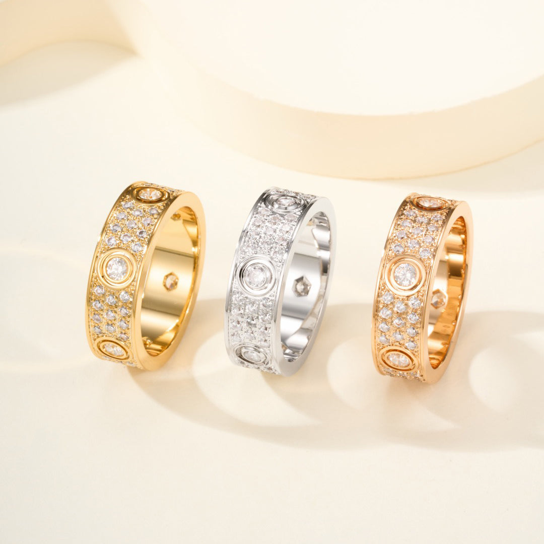[Gaonasi Jewelry]LOVE 5.5MM FULL-PAVE 6-DIAMOND RING