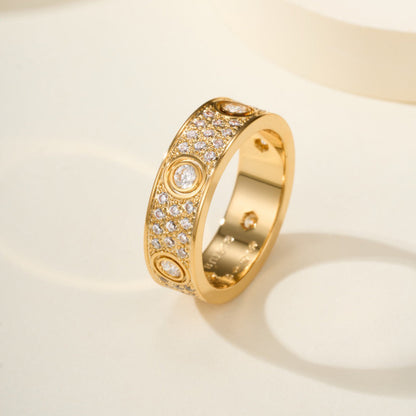 [Gaonasi Jewelry]LOVE 5.5MM FULL-PAVE 6-DIAMOND RING