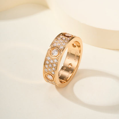 [Gaonasi Jewelry]LOVE 5.5MM FULL-PAVE 6-DIAMOND RING