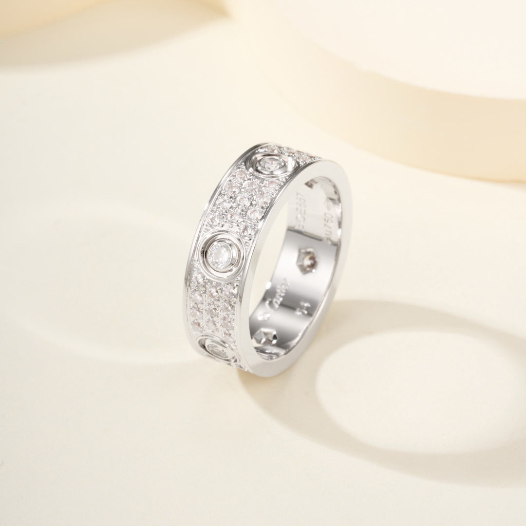 [Gaonasi Jewelry]LOVE 5.5MM FULL-PAVE 6-DIAMOND RING