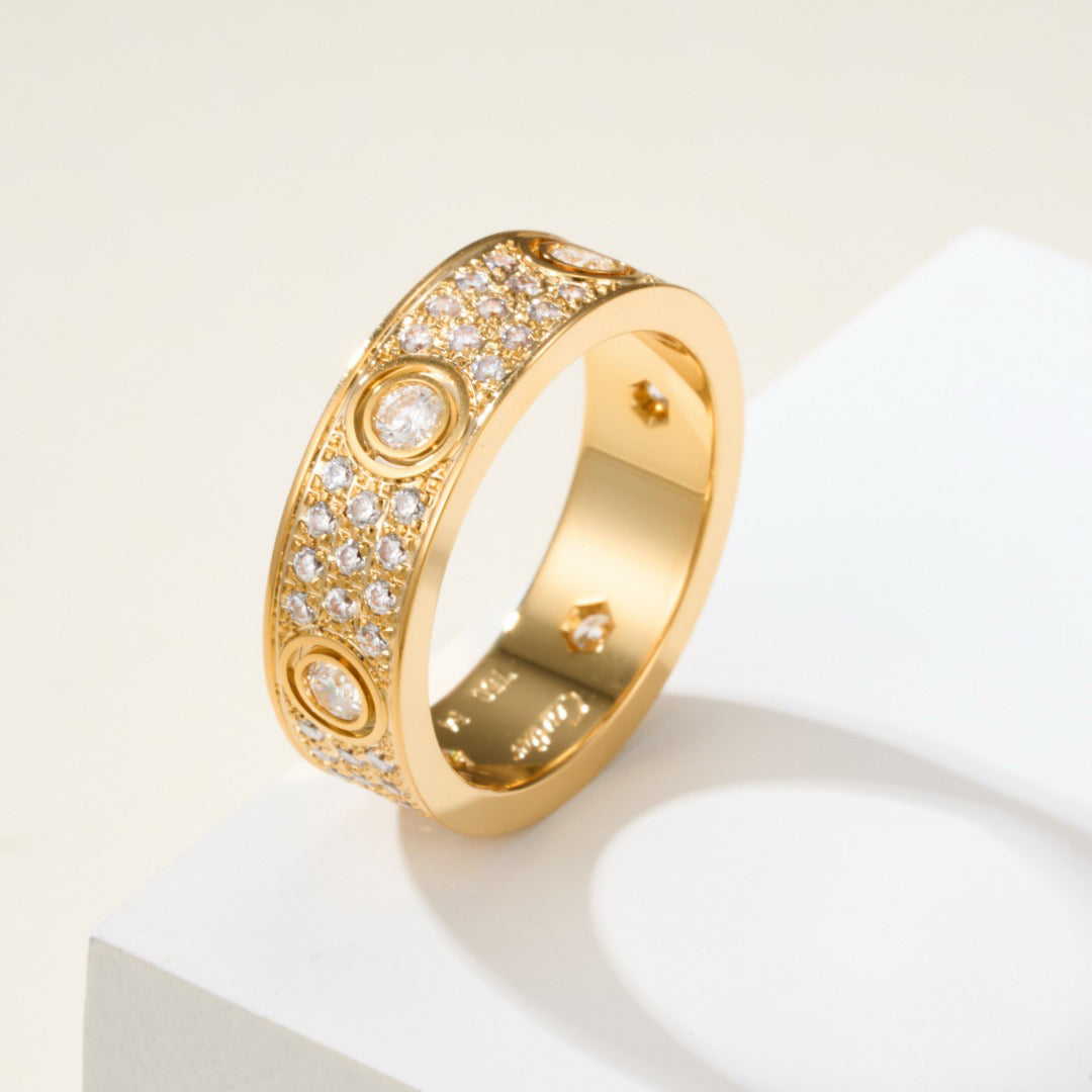 [Gaonasi Jewelry]LOVE 5.5MM FULL-PAVE 6-DIAMOND RING