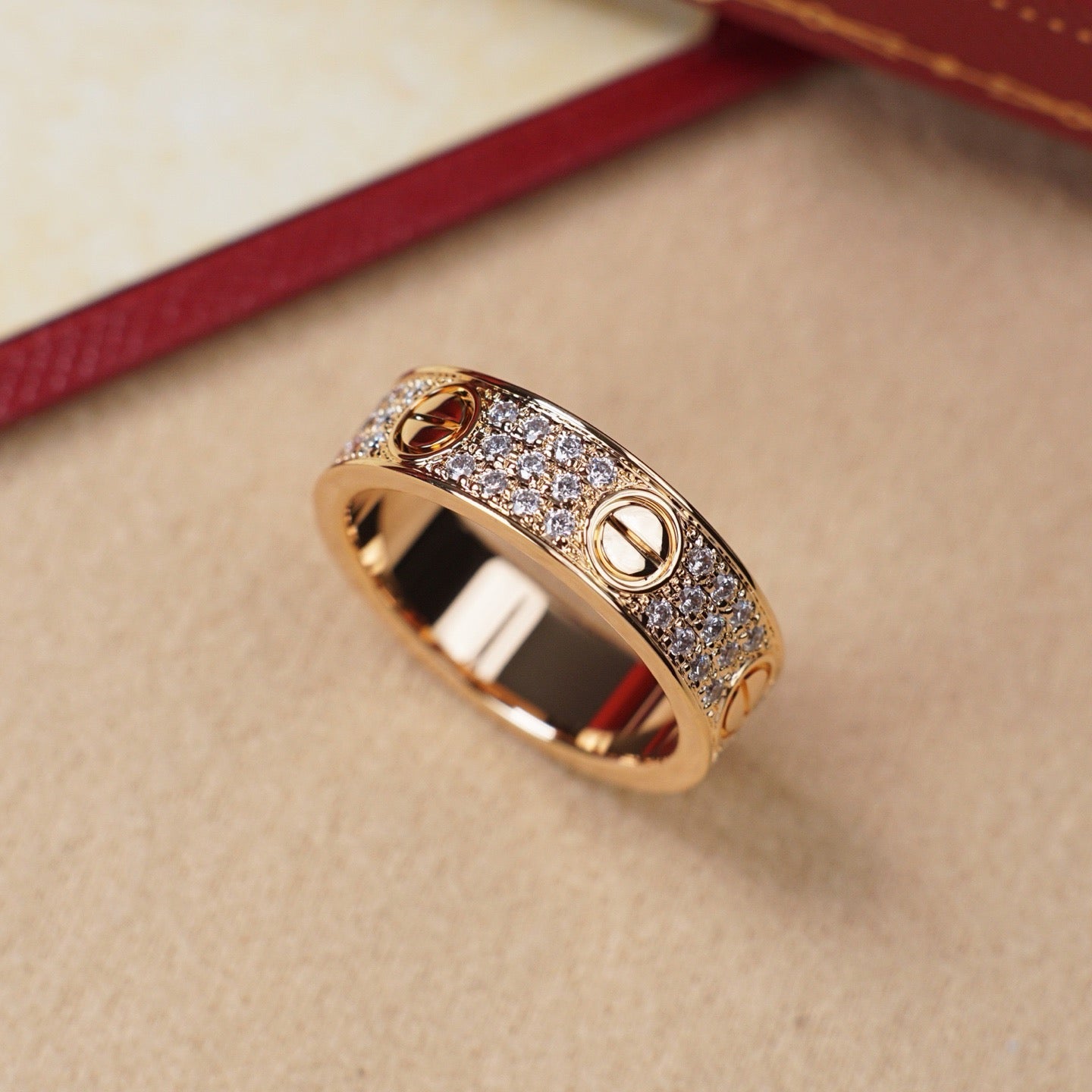 [Gaonasi Jewelry]LOVE RING 5.5MM DIAMONDS PAVED