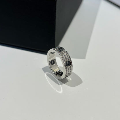 [Gaonasi Jewelry]LOVE RING 5.5MM DIAMONDS PAVED CERAMIC