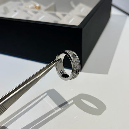 [Gaonasi Jewelry]LOVE RING 5.5MM DIAMONDS PAVED CERAMIC