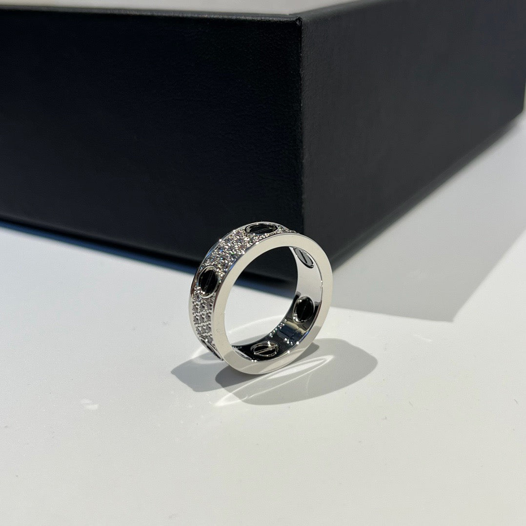 [Gaonasi Jewelry]LOVE RING 5.5MM DIAMONDS PAVED CERAMIC