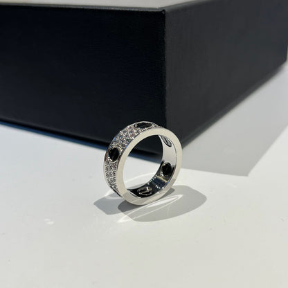 [Gaonasi Jewelry]LOVE RING 5.5MM DIAMONDS PAVED CERAMIC