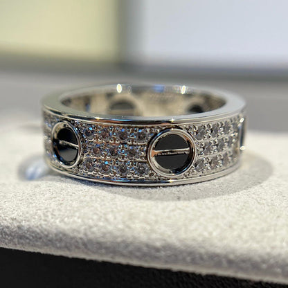 [Gaonasi Jewelry]LOVE RING 5.5MM DIAMONDS PAVED CERAMIC