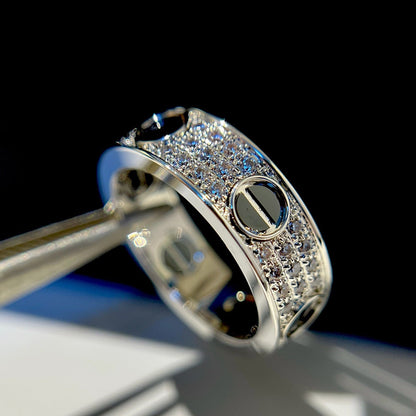 [Gaonasi Jewelry]LOVE RING 5.5MM DIAMONDS PAVED CERAMIC