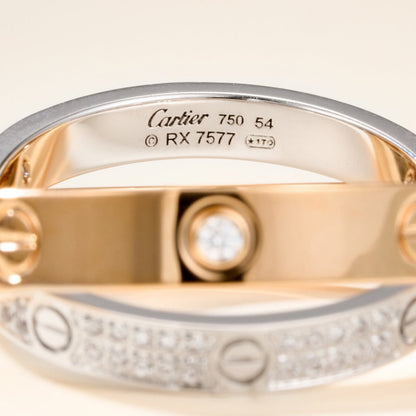 [Gaonasi Jewelry]LOVE PINK GOLD SILVER DIAMOND DOUBLE RING