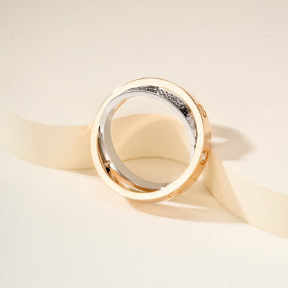 [Gaonasi Jewelry]LOVE PINK GOLD SILVER DIAMOND DOUBLE RING