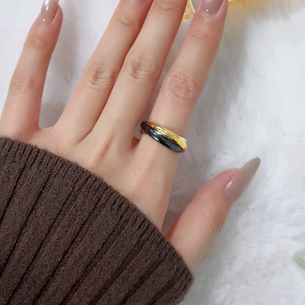 [Gaonasi Jewelry]TRINITY 3.2MM RING BLACK CERAMIC