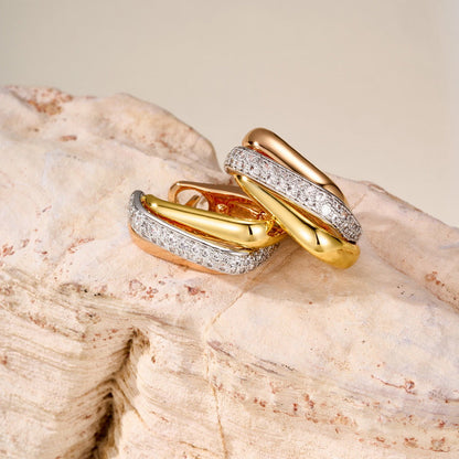 [Gaonasi Jewelry]TRINITY HALF DIAMOND  CUSHION EARRINGS