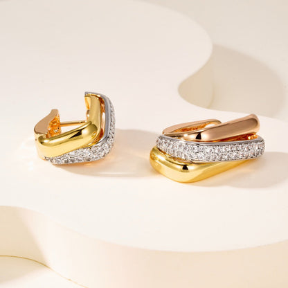 [Gaonasi Jewelry]TRINITY HALF DIAMOND  CUSHION EARRINGS