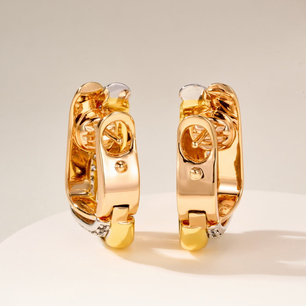 [Gaonasi Jewelry]TRINITY HALF DIAMOND  CUSHION EARRINGS