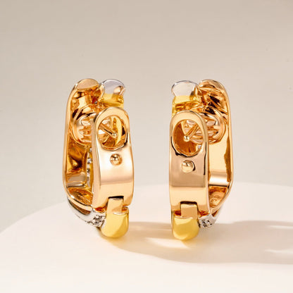 [Gaonasi Jewelry]TRINITY HALF DIAMOND  CUSHION EARRINGS